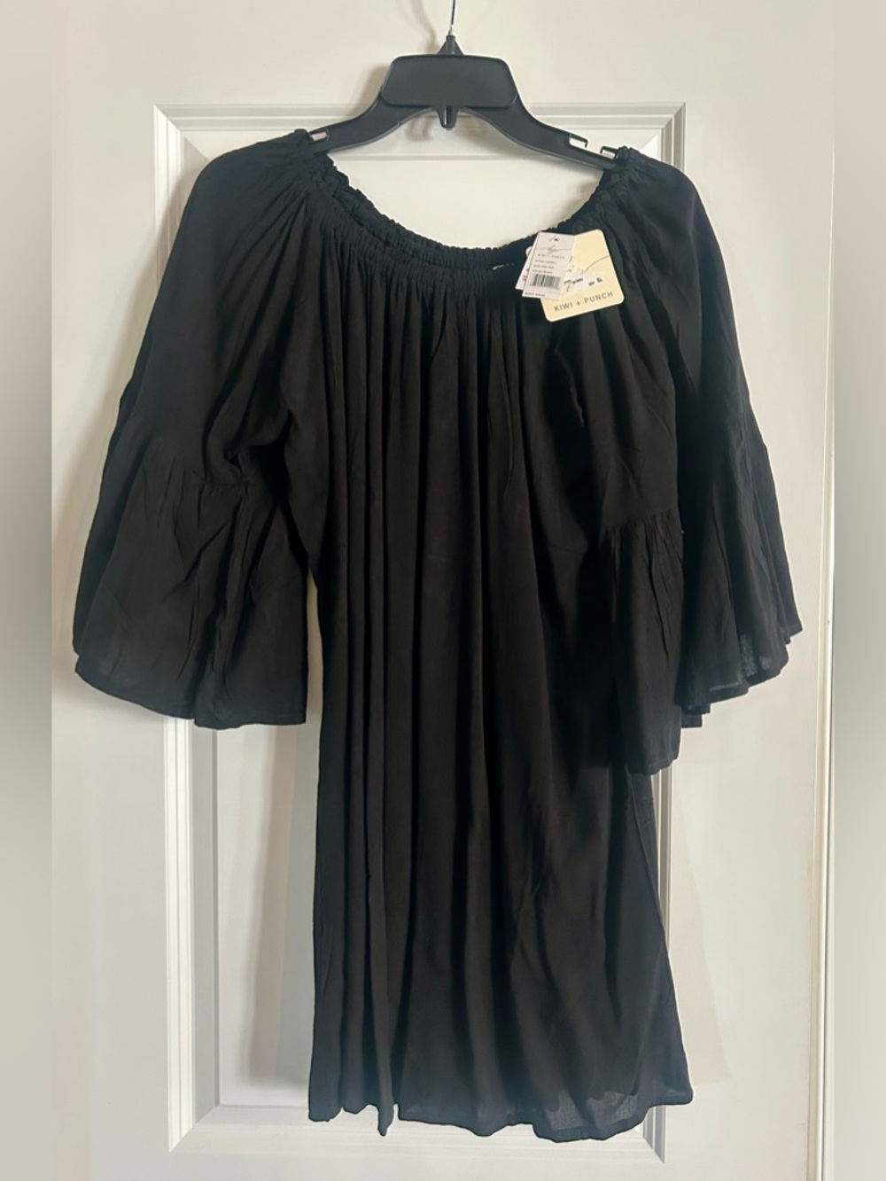 Black Off-Shoulder Swim Coverup Dress